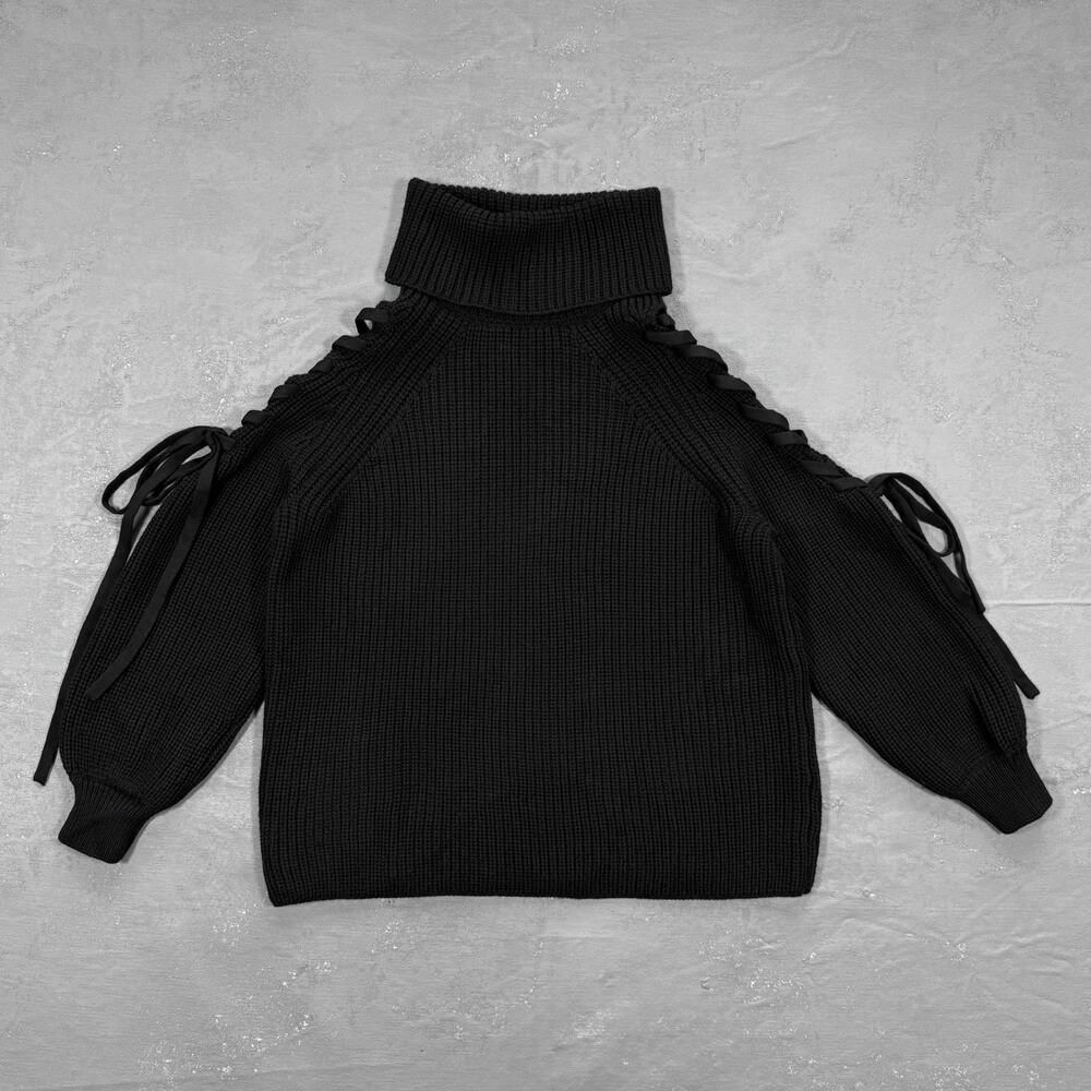 Alice & Olivia Chunky Knit Wool Blend Turtleneck Sweater Women's Large